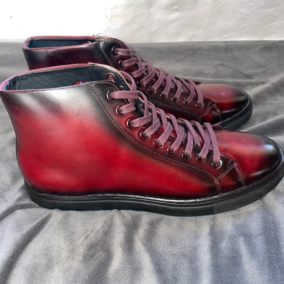 Belvedere David High-Top Leather‎ Sneakers 8.5D Burgundy Oxblood • Streetwear - Picture 4 of 7